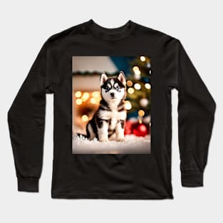 Cool Husky Puppy Dog Christmas Long Sleeve T-Shirt